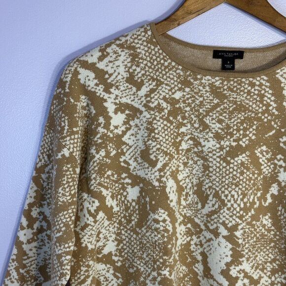 Ann Taylor Boxy Snake Print Sweater Women Size Small Crew Neck Long Sleeve - Picture 8 of 14